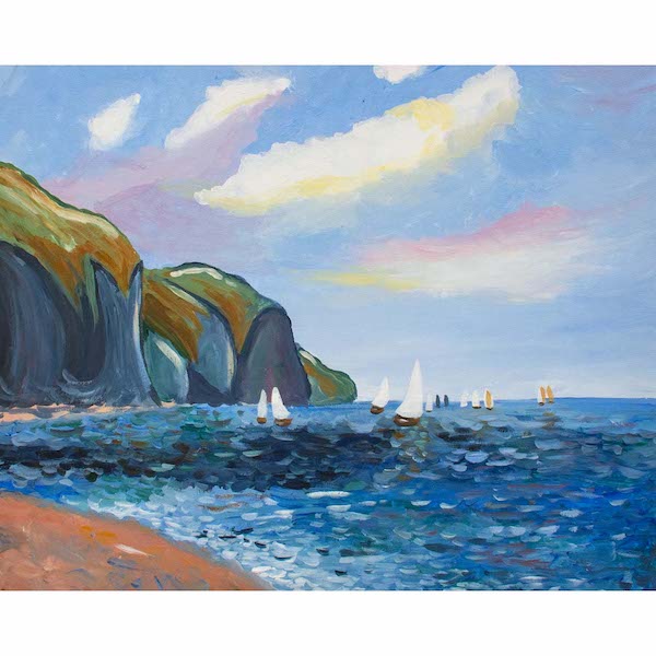 Paint "Cliffs And Sailboats at Pourville" by Claude Monet